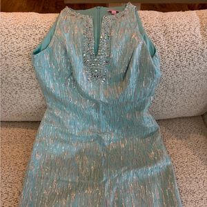Great Condition • Lily Pulitzer Blue & Silver Dress with Rhinestones • Size 8